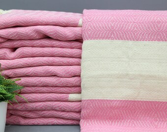 Turkish Blanket-Soft Blanket-79''x97''-Pink Blanket-Turkish Bed Cover-Blankets and Throws-Decorative Blanket-Handwoven Blanket(TYFN,KM,PK)