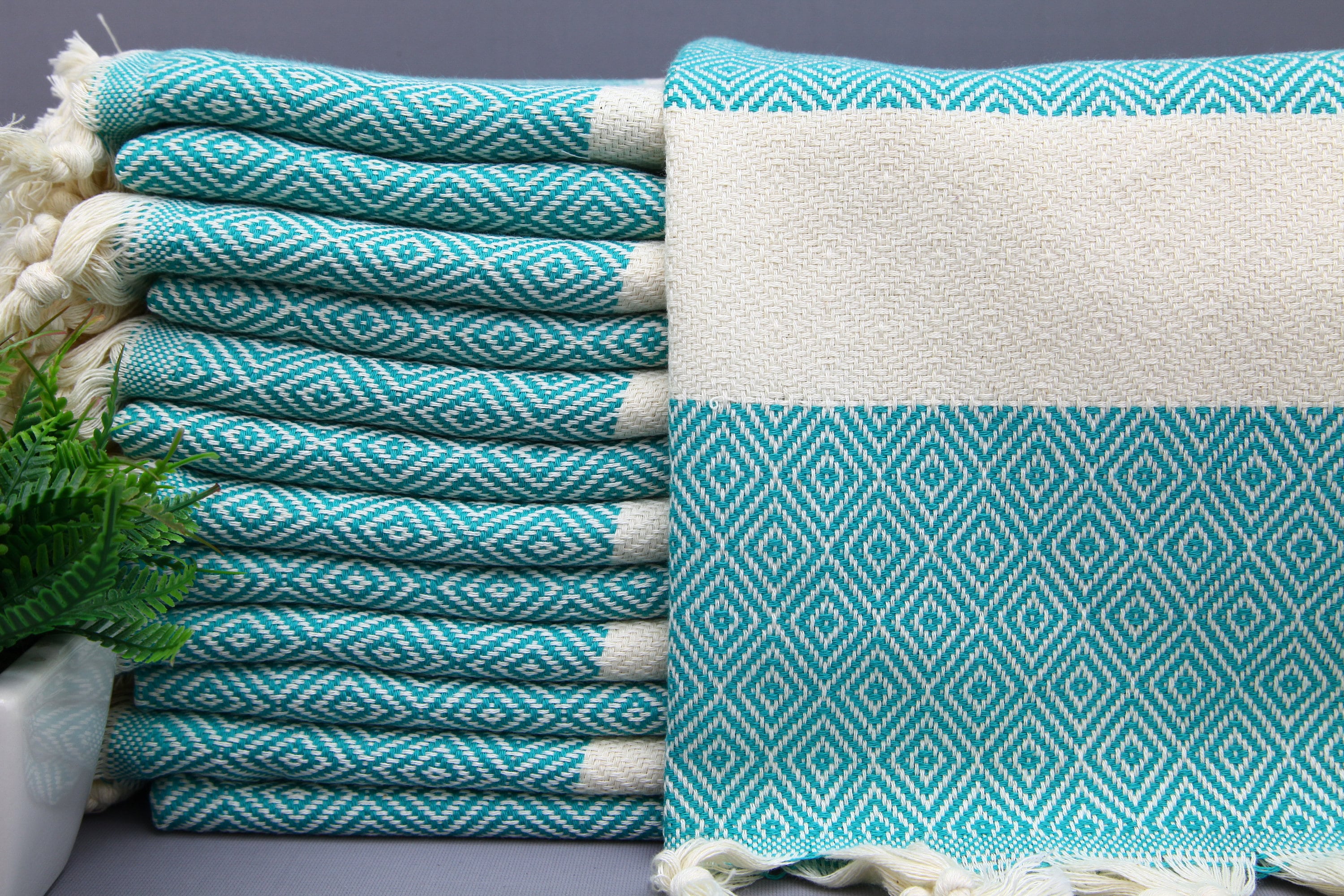 Turquoise Kitchen Towel 4 Pack Set 15x25 Dish Hand Drying Towels FREE  SHIPPING