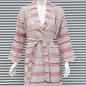 Beige und rote Robe, Kundenbestellung Bademäntel, türkische Baumwollrobe, Hochzeitsrobe, Morgenkleid, Robe für Mann, Strandrobe, Bachelorette Favor