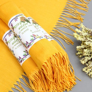 Wedding Pashmina-Wedding Scarf-Personalized Bridesmaid Gift-26&quot;x67&quot;-Bright Yellow Scarfs-Vibrant Colored Pashmina-Bridal Shower Pashmina