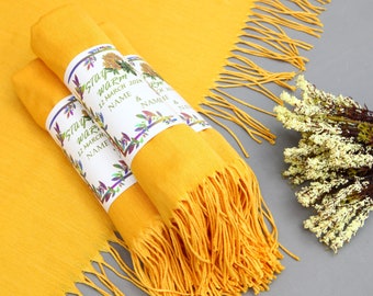 Wedding Pashmina-Wedding Scarf-Personalized Bridesmaid Gift-26&quot;x67&quot;-Bright Yellow Scarfs-Vibrant Colored Pashmina-Bridal Shower Pashmina