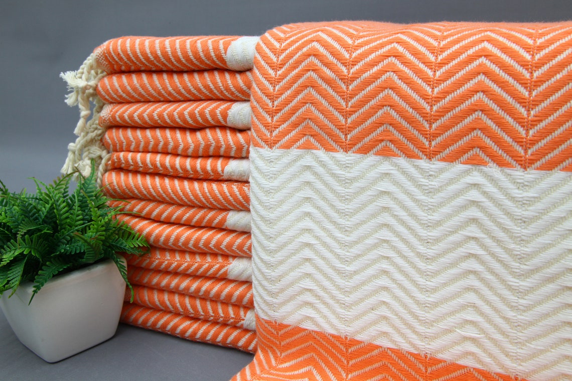 Throw TowelOrange TowelBeach TowelChevron TowelGift Etsy
