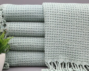 Pale Green Hand Towel-Turkish Hand Towel-Tea Towel-Stonewashed Napkin-Service Towel-20&quot;x36&quot;-Kitchen Towel-Waffle Hand Towel-(UMT,WFFL,PSKR)