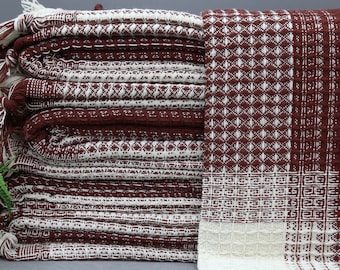 Turkish Throw-Turkish Blanket-Plaid Blanket-Decorative Throw-Sofa Blanket-79''x91''-Home Decor-Brown Blanket-Organic Blanket(MRT,HTC,PK)