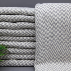 Turkish Blanket-Gray Blanket-Throw Blanket-Cotton Blanket-75&#39;&#39;x99&#39;&#39;-Sofa Cover Blanket-Cozy Bed Cover-Wholesale Bedspread-(MRT,DLGL,PK)