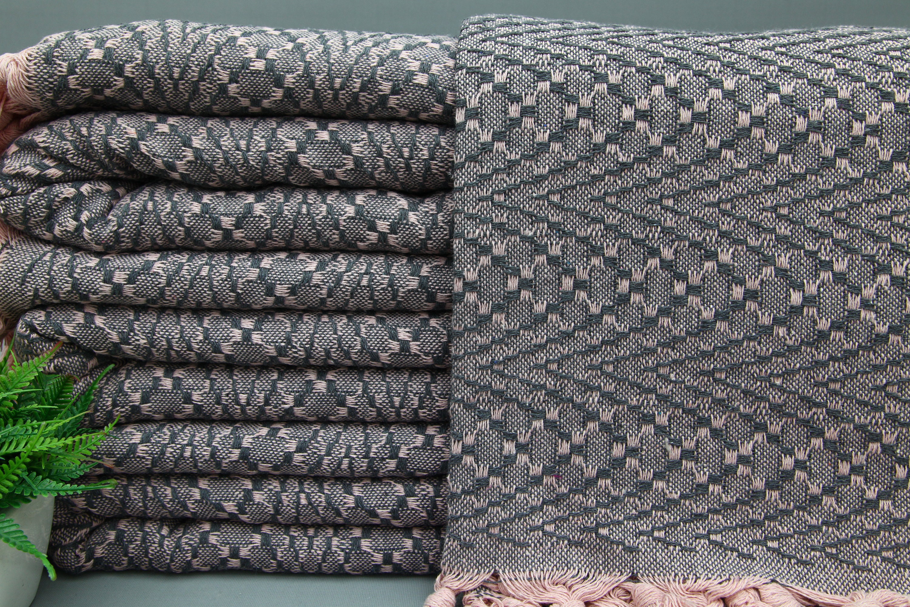 トルコ製ブランケット - 心地よいベッドカバー - サーモンピンクベッド