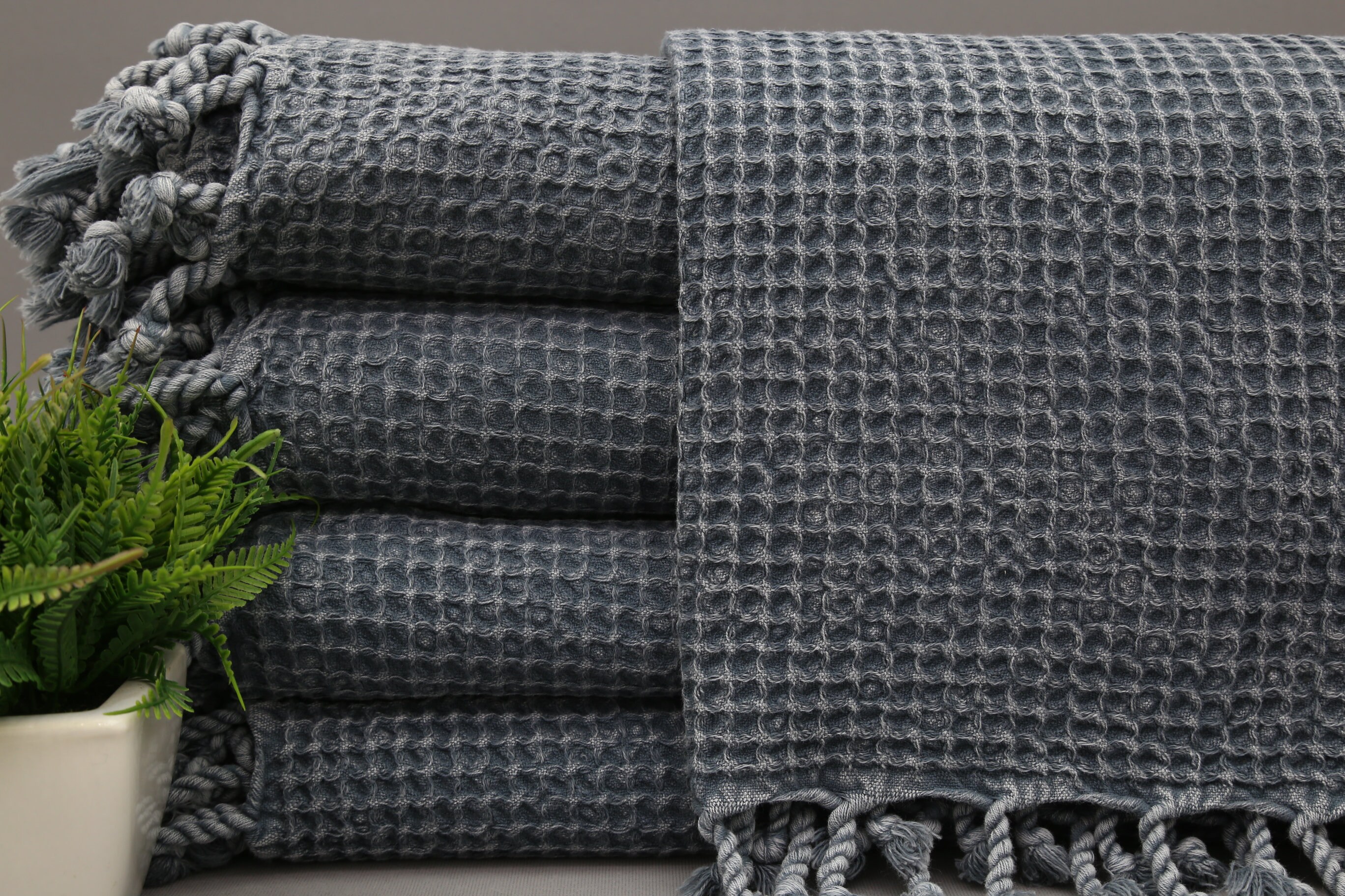 Turkish Hand Towel-Gray Hand Towel-1Tea Towel-Stonewashed Hand Towel-Handmade Hand Towel-20"x36"-Kitchen Towel-Waffle Napkin-(UMT,WFFL,PSKR)