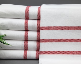 Tea Towel-Red Striped Hand Towel-Bulk Hand Towel-Small Towel-Turkish Hand Towel-18"x40"-Service Towel-Dish Towel-Face Towel-(TYFN,UCZG,PSKR)