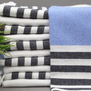 Throw Towel-Handmade Towel-Turquoise Towel-Black Towel-Turkish Towel-40&#39;&#39;x70&#39;&#39;-Striped Towel-Bath Towel-Beach Towel-Handmade Towel-(MTN,MRN)