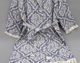Navy Blue Beach Robe, Ethnic Soft Bathrobe, Turkish Cotton Bathrobe, Towel Robe, Personalized Gift, Beach Kimono, Soft Bathrobe, Cotton Robe