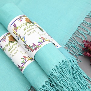 Pashmina Shawl-Turkish Pashmina-Handmade Pashmina-Wedding Pashmina-26&quot;x67&quot;-Wedding Scarf-Personalized Bridesmaid Gift-Turquoise Pashminas