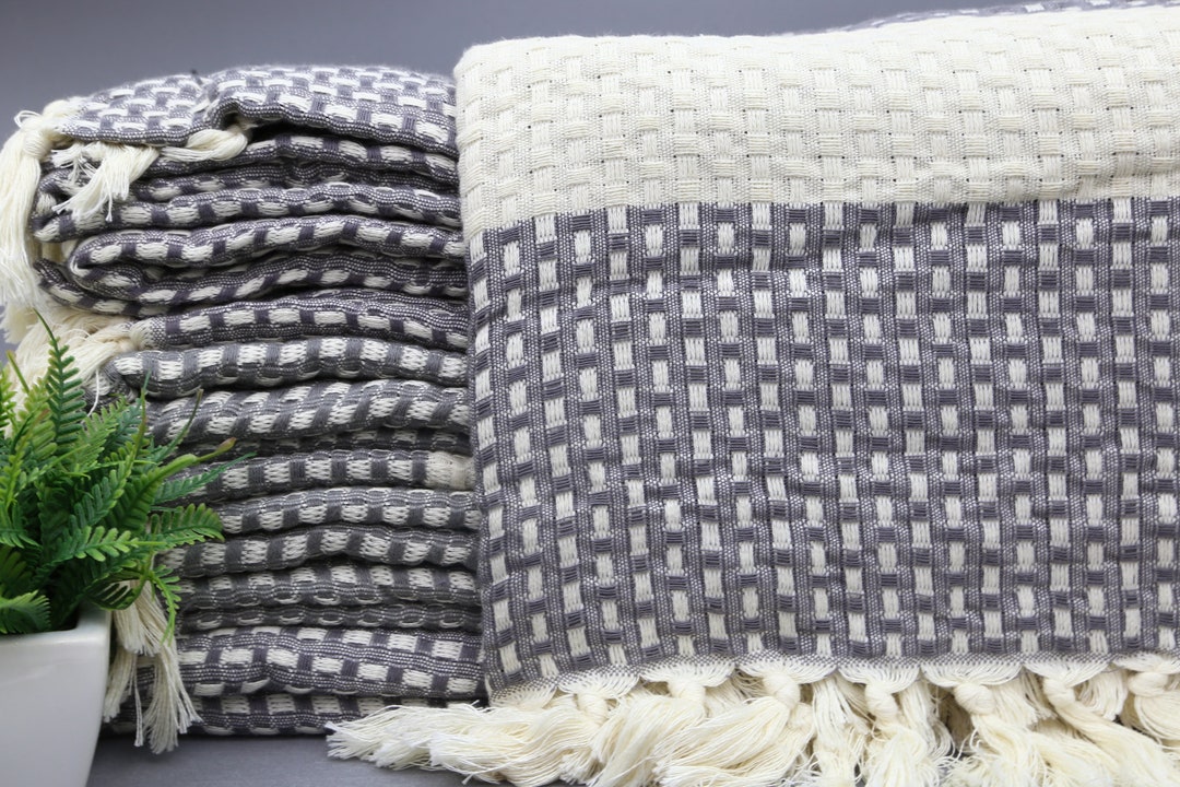 Turkish Blanketdark Gray Blanketcotton Etsy