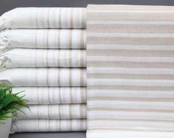 Turkish Towel-Beige Towel-Throw Towel-Bath Towel-Striped Towel-Cotton Towel-36"x69"-Beach Towel-Gift Towel-Wholesale Towel-(DBLL,GLGL)