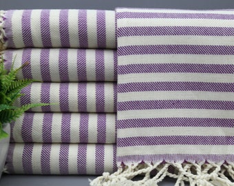 Turkish Hand Towel-Purple Hand Towel-Bulk Hand Towel-Tea Towel-24"x40"-Service Towel-Napkins-Kitchen Towel-Striped Hand Towel-(UMT,KSY,PSKR)