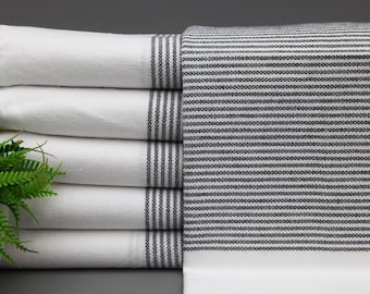 Toalla de manos de rayas negras - Toalla de mano - Toalla turca - 45 x 101 cm - Toalla pequeña - Toalla de servicio - Toalla de mano de algodón (TYFN, GLNTL, PSKR)
