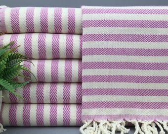 Light Purple Hand Towel-Turkish Hand Towel-Tea Towel-Small Towel-24"x40"-Service Towel-Kitchen Towel-Striped Hand Towel-(UMT,KSY,PSKR)