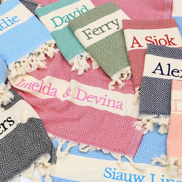Telo mare personalizzato, bomboniera per addio al nubilato, regalo per damigella d'onore, regalo per viaggio tra ragazze, telo mare per festa nuziale, telo con nome personalizzato, vendita all'ingrosso