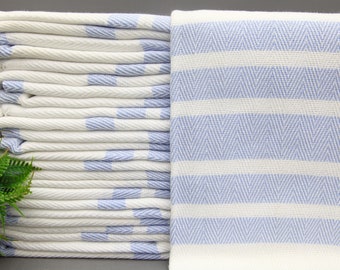 Turkish Towel-Light Blue Towel,Turkish Peshtemal- 40"x70"-Turkish Bath Towel-Beach Towel,Bridesmaid Gift Towel,Soft Towel-(DBLL,BLKSRT)