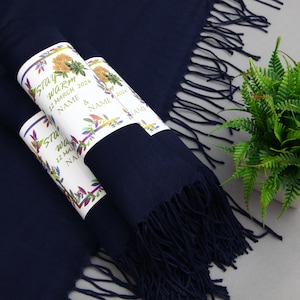 Pashmina-Wedding Pashmina-Bulk Pashmina-26&quot;x67&quot;-Wedding Scarf-Personalized Bridesmaid Gift-Turkish Scarf-Navy Blue Pashmina-Shawl As A Favor