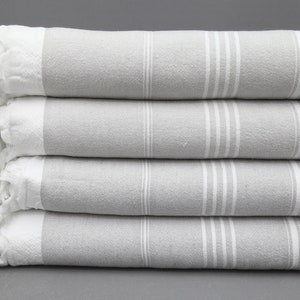 Toalla de regalo para despedida de soltera, toalla de regalo para dama de honor, toalla turca, toalla de rizo, toallas al por mayor, mantas, 36'' x 70'', toalla gris claro (DBLL, TRRY-SLTN)