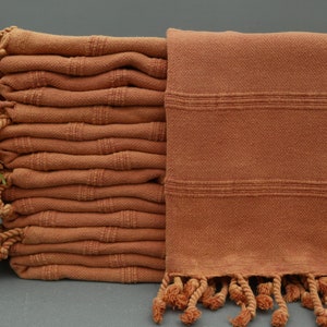 Burnt Orange Towel-Stone Wash Towel-Turkish Towel-Peshtemals-32&#39;&#39;x70&#39;&#39;-Stone Washed Towel-Turkish Peshtemal-Beach Towel-Bath Towel-(UMT,ZS)