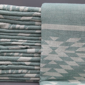 Turkish Blanket-&#39;&#39;79x95&#39;&#39;Throw Bed Cover-Throw Blanket-Turkish Cover-Kilim Design Peshtemal-Decorative Bedspread-Green Blanket-(DBLL,KLM,PK)