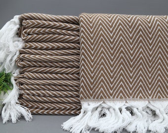 Brown Throw Cover-Turkish Blanket-''79x95''Bulk Throw-Throw Blankets-Xl Blanket-Bed Throws Double-Cotton Blanket-Brown Blanket-(TYFN,DML,PK)