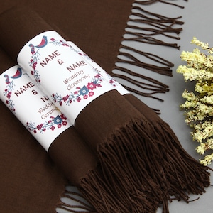Wedding Scarf-Personalized Bridesmaid Gift-Bridal Shower-Monogram Shawl-Wedding Pashmina-26&quot;x67&quot;-Dark Brown Pashminas-Wedding Shawl-Scarfs
