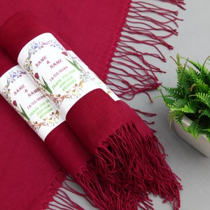 Bridal Party Gift-Wedding Pashmina-Pashmina Scarf-26&quot;x66&quot;-Wedding Scarf-Personalized Bridesmaid Gift-Fuchsia Scarfs-Shawl As A Favor