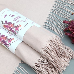 Quality Shawl-Wedding Pashmina-26&quot;x67&quot;-Wedding Scarf-Personalized Bridesmaid Gift- Powder Pink Pashminas-Pashmina With Personalized Band