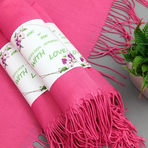 Pashmina With Personalized Band-Wedding Pashmina-Pashmina As A Favor-26&quot;x67&quot;-Wedding Scarf-Personalized Bridesmaid Gift-Pink Scarfs-Shawls