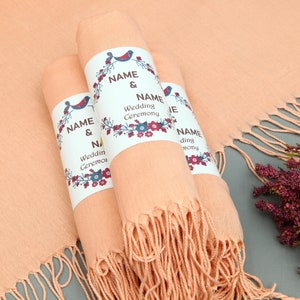 Bridal Party Gift-Wedding Pashmina-Turkish Pashmina-Shawl-26&quot;x67&quot;-Wedding Scarf-Personalized Bridesmaid Gift-Salmon Pashminas-Proposal Gift