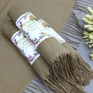 Pashmina With Personalized Band-Wedding Pashmina-26&quot;x67&quot;-Turkish Scarf-Wedding Scarf-Personalized Bridesmaid Gift-Soil Shawls-Gift Shawl