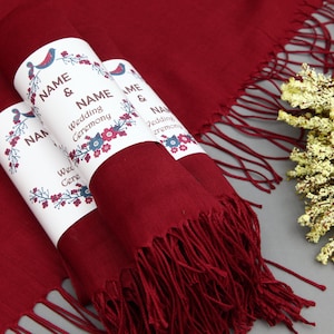 Pashmina Scarf-Wholesale Pashmina-Pashmina Shawl-Wedding Pashmina-26&quot;x67&quot;-Wedding Scarf-Personalized Bridesmaid Gift-Claret Red Pashminas