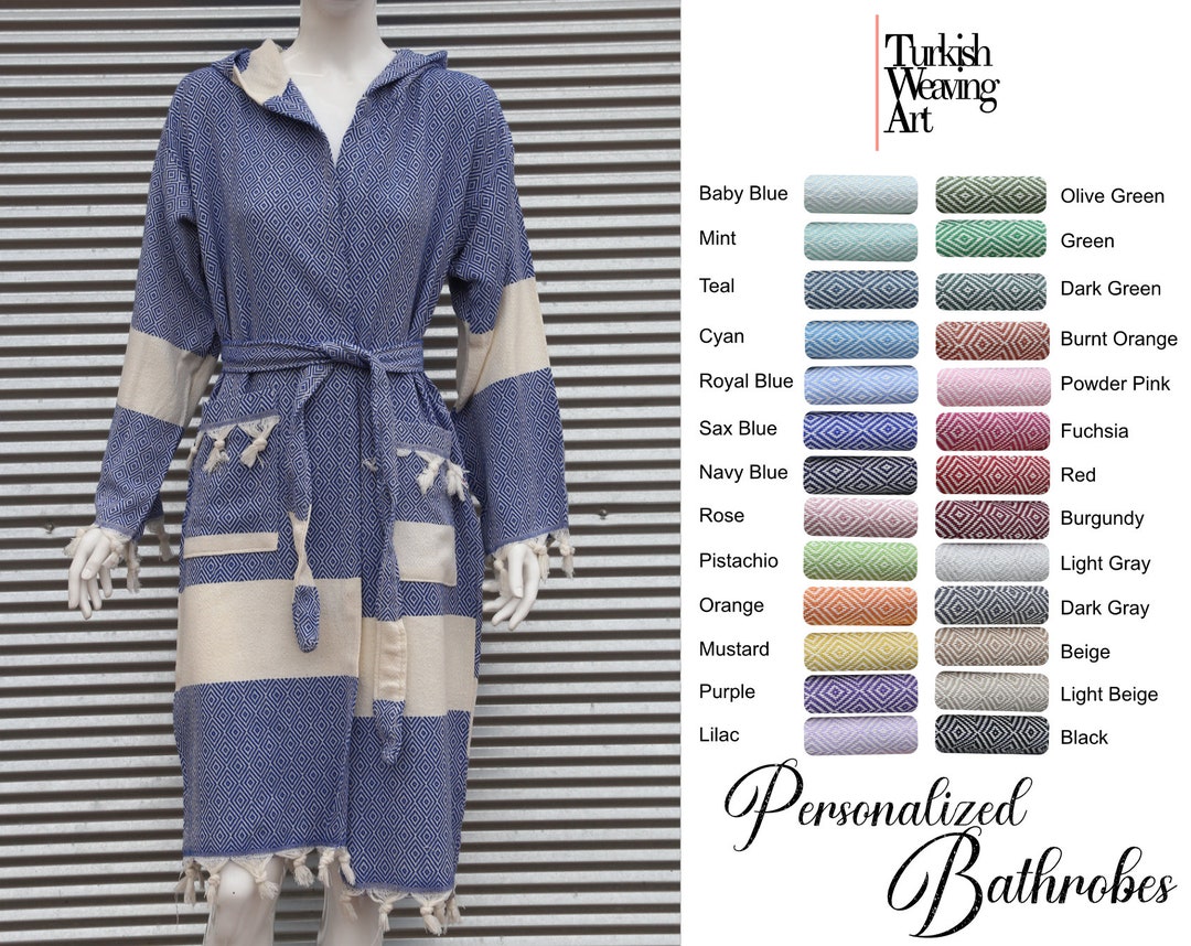 Cotton Bathrobe, Turkish Bathrobe, Personalized Gift, Embroidered Robe