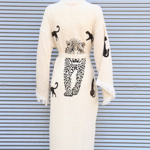Türkischer Bademantel, türkisches Handtuch, Bio-Hausmantel, Tiger-Design-Robe, türkischer Bademantel, Strand-Kimono, Morgenkleid, schicke Strandtücher
