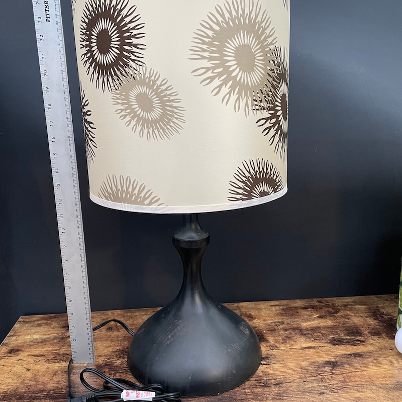 Dark Wood Table Lamp With Custom Made Shade Odista Com Dark Wood Table Lamp With Custom Made, Dark Grey Table Lamp Shade