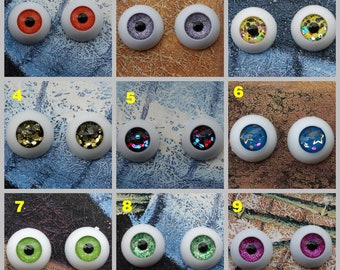 Lots 6 pair of Broken Glass BJD Eyes AS Pic 28mm,24mm ,20mm,18mm