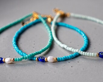 Anklet -  Evil Eye & Pearls