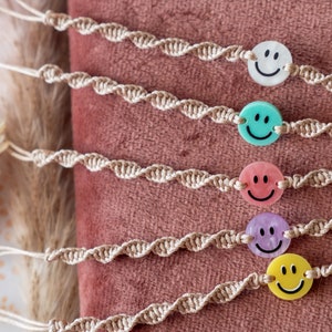 Twisted Macrame bracelet with a Smiley