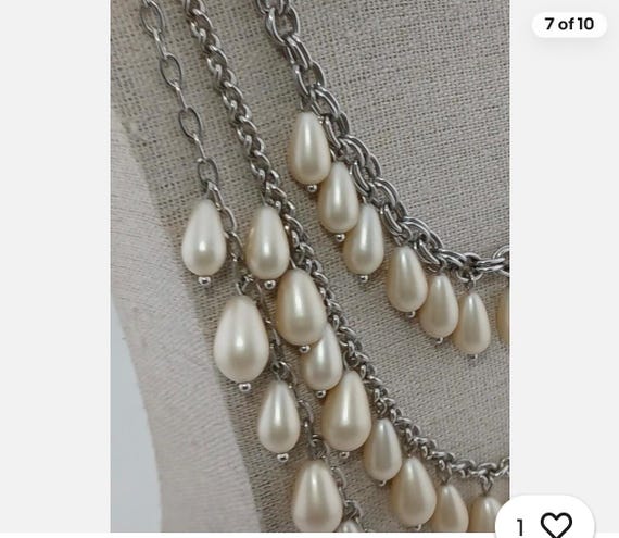 Talbot Silver Tone Teardrop Pearl Necklace - image 3