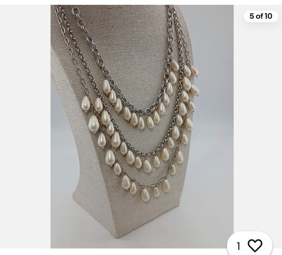 Talbot Silver Tone Teardrop Pearl Necklace - image 4