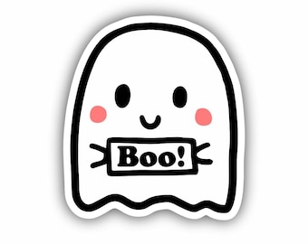 Pegatina de Halloween de Boo Ghost, vinilo impermeable para portátiles y cascos.