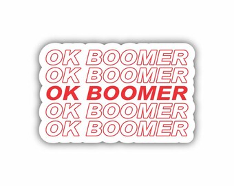 Pegatina de vinilo "Ok Boomer", impermeable, para portátil y casco