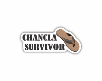 Chancla Survivor Vinyl Sticker, Funny Decal