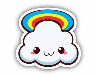 Pegatina de nube arcoíris, vinilo impermeable para portátil y casco.