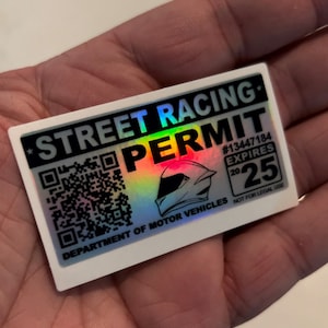 Small Motorcycle Street Racing Holographic Vinyl Sticker Decal