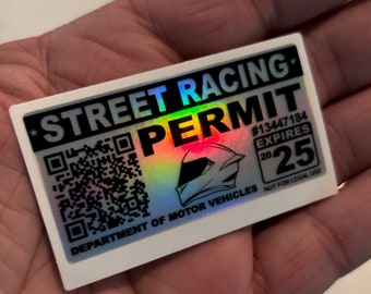 Small Motorcycle Street Racing Holographic Vinyl Sticker Decal