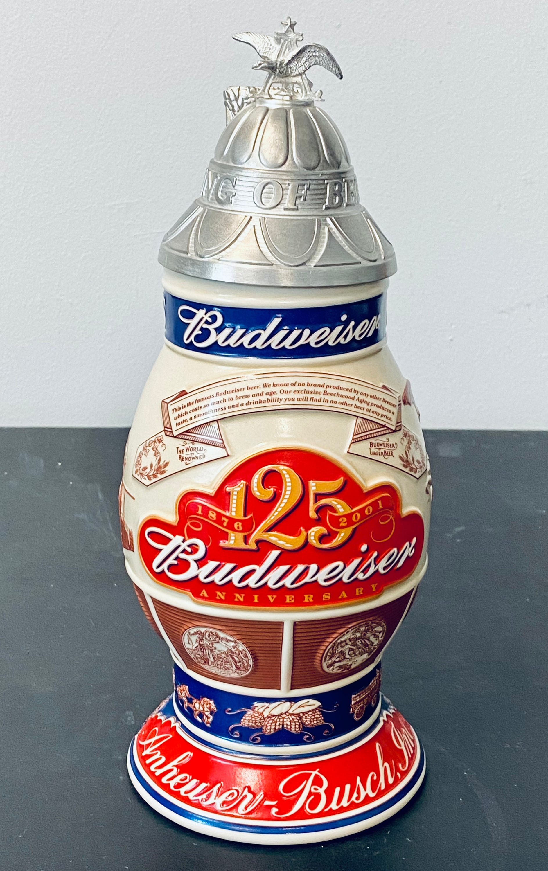 Vintage 2001 Anheuserbusch Budweiser 125th Anniversary Lidded Beer