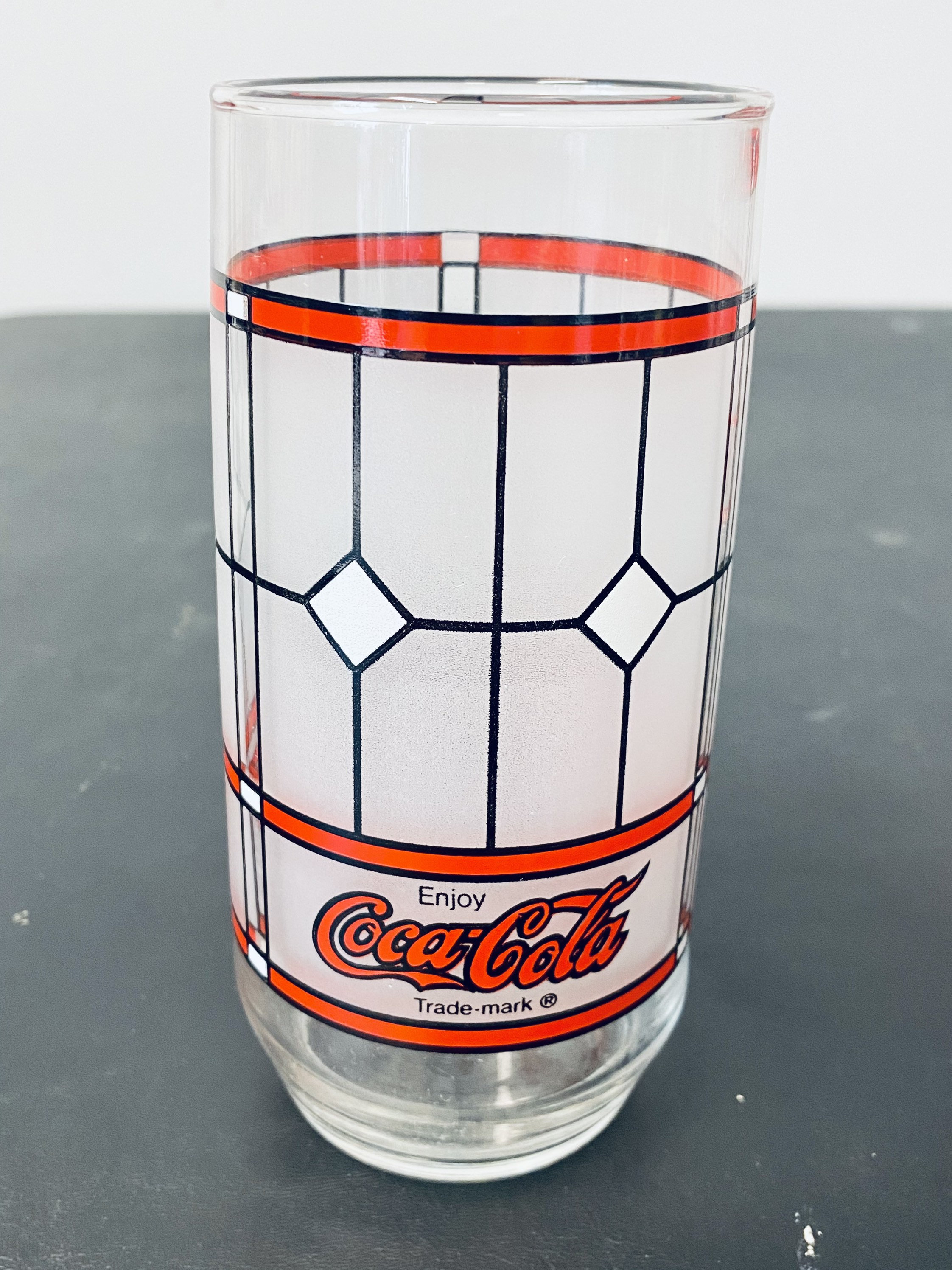 Vintage Coca-cola Libby Glass 6 Stained Glass Drinking Glass 